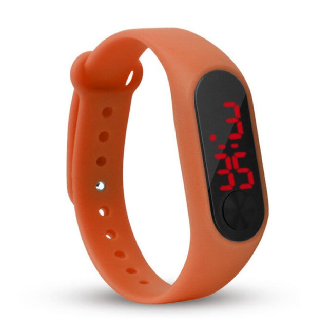Digitaal Horloge Polsband - Silicoon Bandje LED Scherm Sport Fitness - Oranje