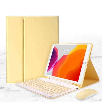 Toetsenbord Hoes voor iPad Air 4 (10.9") met Draadloze Muis - QWERTY Multifunctionele Keyboard Bluetooth Smart Cover Case Hoesje Geel