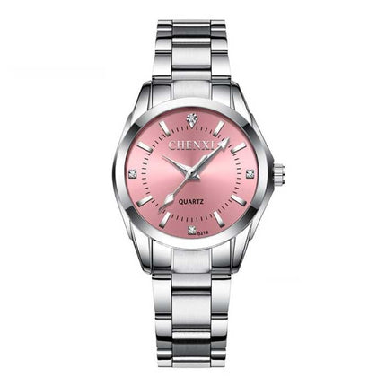 Luxe Horloge voor Dames - Waterdicht Stras Horloge Roestvrij Stalen Armband Roze