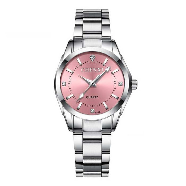Luxe Horloge voor Dames - Waterdicht Stras Horloge Roestvrij Stalen Armband Roze