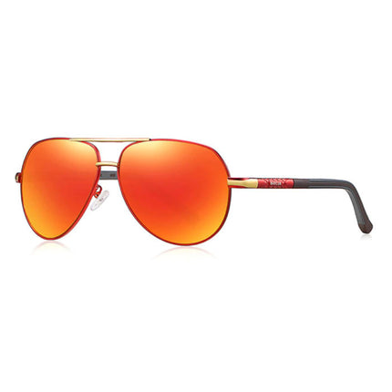 Vintage Shades Zonnebril - Roestvrij Staal Legering Pilotenbril met UV400 en Polarisatie Filter voor Mannen - Oranje-Rood