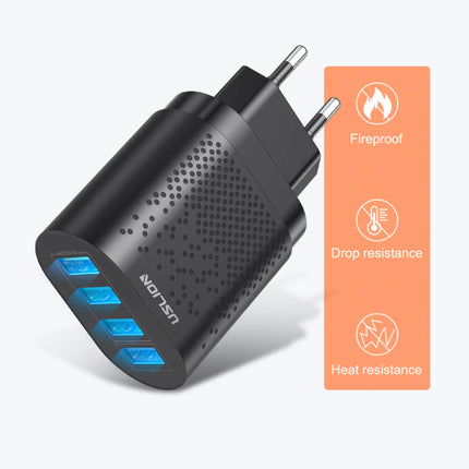 Quad 4x Port 48W USB Stekkerlader - Quick Charge 3.0 Muur Oplader Wallcharger AC Thuislader Adapter Wit