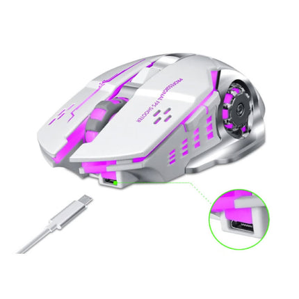 Q-13 Draadloze Gaming Muis - 2.4GHz RGB Optisch Ergonomisch met DPI Aanpassing tot 2400 DPI - Wit