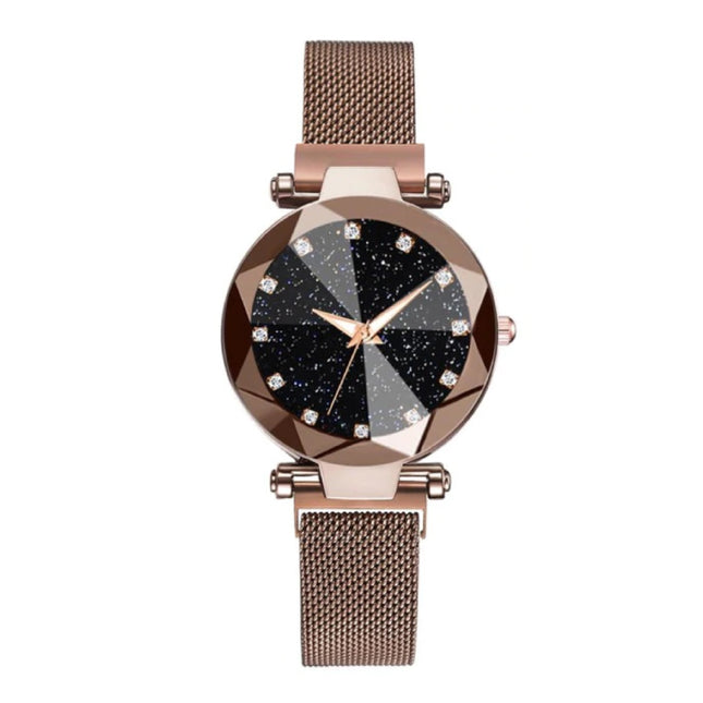 Starry Night Horloge Dames - Luxe Anoloog Kwarts Uurwerk voor Vrouwen Bruin