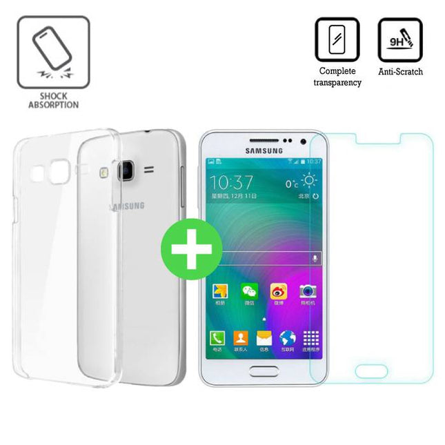 Samsung Galaxy J5 Prime 2016 Transparant TPU Hoesje + Screen Protector Tempered Glass