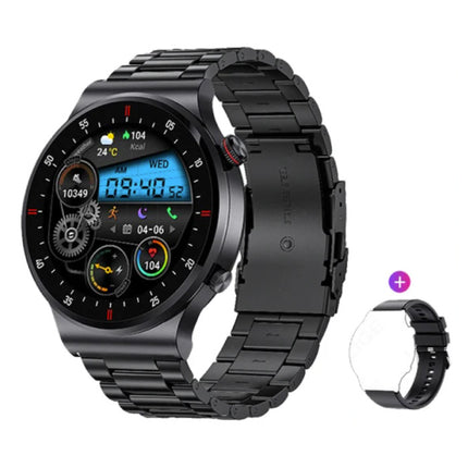 Smartwatch met Hartmonitor en Zuurstofmeter - Sport Health Tracker Horloge - Metaal Bandje - Zwart