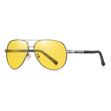 Vintage Shades Zonnebril - Roestvrij Staal Legering Pilotenbril met UV400 en Polarisatie Filter voor Mannen - Geel