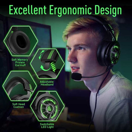 AUX/USB/Type C Gaming Headset - Voor PS4/XBOX/Switch/PC 7.1 Surround Sound - Headphones Koptelefoon  met Microfoon Zwart
