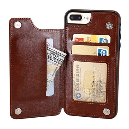 Retro iPhone SE (2020) Leren Flip Case Portefeuille - Wallet Cover Cas Hoesje Bruin
