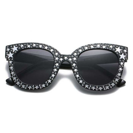 Oversized Mozaïek Zonnebril voor Dames - Retro Catwalk Bril UV400 Eyewear Paars
