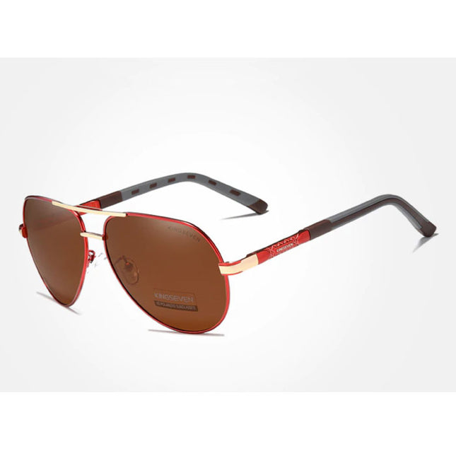 Goldstar Zonnebril - Pilotenbril met UV400 en Polarisatie Filter voor Mannen en Vrouwen - Rood-Bruin