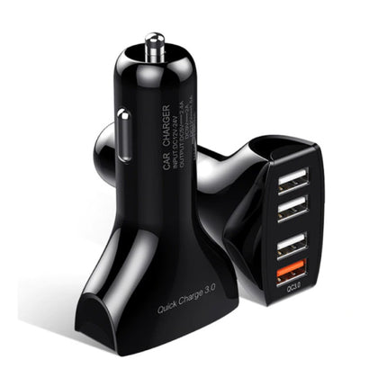Qualcomm Quick Charge 3.0 Quad Port Autolader/Carcharger - Zwart