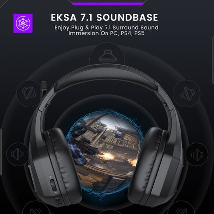 E1000 WT Draadloze Gaming Headset - Koptelefoon met Microfoon Bluetooth 7.1 Surround Zwart 