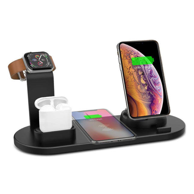 4 in 1 Oplaadstation voor Apple iPhone / iWatch / AirPods -  Charging Dock 10W Wireless Pad Zwart 