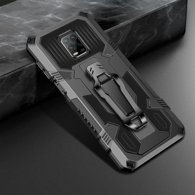 Xiaomi Redmi Note 8 Pro Hoesje  - Magnetisch Shockproof Case Cover Cas TPU Zwart + Kickstand