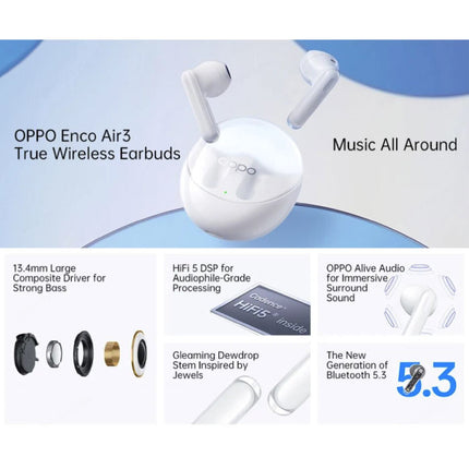 Enco Air 3 Draadloze Oortjes - AI Ruisonderdrukking Oordopjes Bluetooth 5.3 Oortelefoon Wit