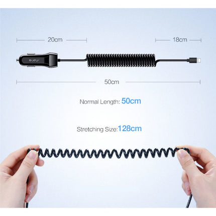 USB-C Autolader/Carcharger met 2.4A Fast Charging - Zwart