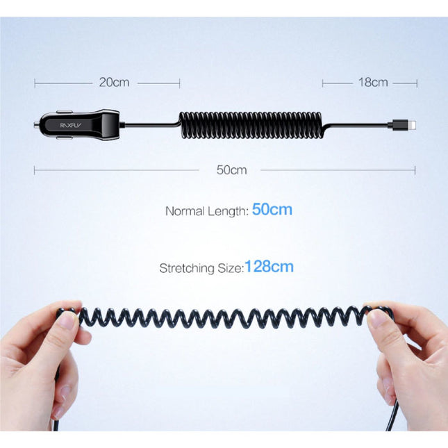 USB-C Autolader/Carcharger met 2.4A Fast Charging - Zwart