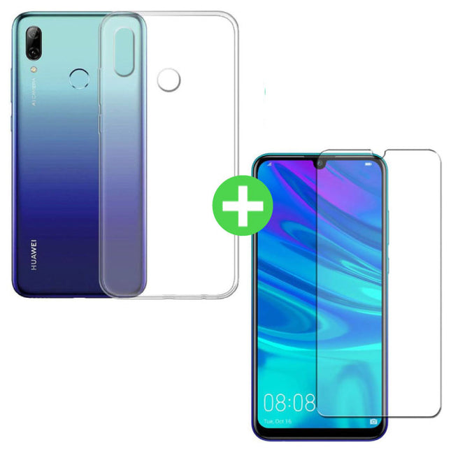 Huawei P Smart 2019 Transparant TPU Hoesje + Screen Protector Tempered Glass