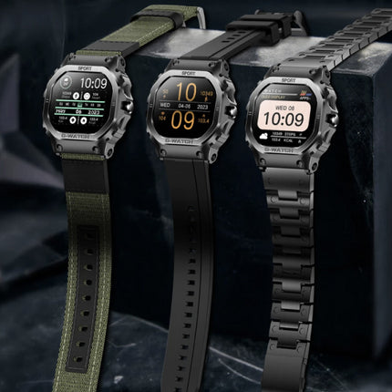 Smartwatch Gezondheid Monitor - Sport Health Tracker Horloge - Gevlochten Nylon Bandje - Zwart