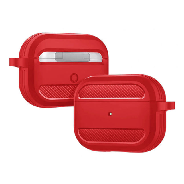 Shockproof Hoesje voor AirPods Pro  met Karabijnhaak - AirPod Case Cover Skin - Rood