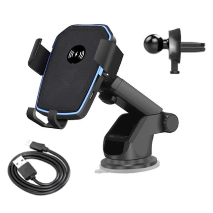 10W Qi Draadloze Autolader Met Arm Houder Oplader Universeel 9V - 1A Wireless Car Charging Pad Zwart