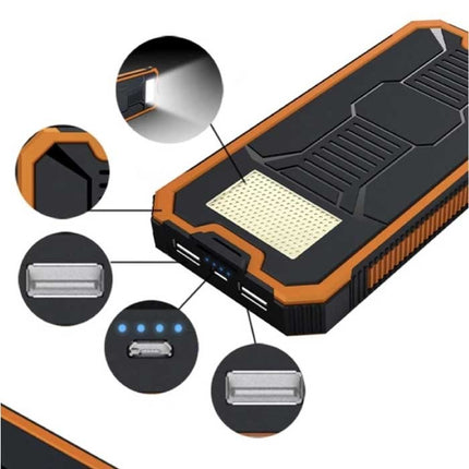 80.000mAh Solar Powerbank met 2 USB Poorten - Ingebouwde Zaklamp - Externe Noodaccu Batterij Oplader Charger Zon Zwart