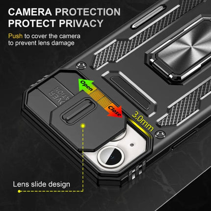 iPhone 15 Pro Max - Armor Hoesje met Kickstand en Camera Slide - Magneet Grip Cover Case Zwart