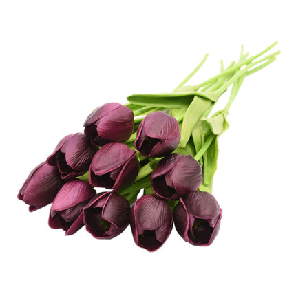 Kunst Boeket - Tulpen Zijden Bloemen Tulp Luxe Boeketten Decor Ornament Rood