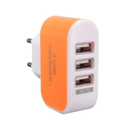 5-Pack  Triple (3x) USB Port iPhone/Android Muur Oplader Wallcharger AC Thuis Oranje