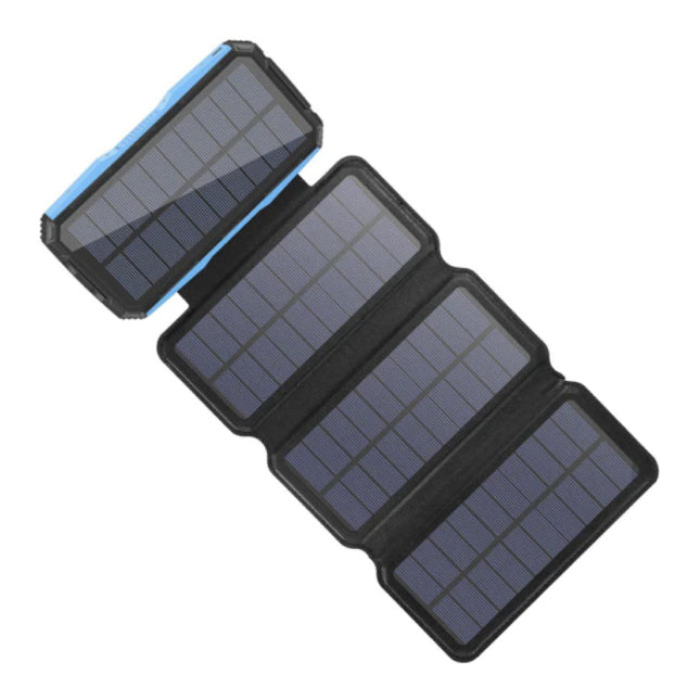 26800mAh Draagbare Solar Powerbank 4 Zonnepanelen - Flexibele Zonne-energie Batterij Oplader 7.5W Zon Blauw