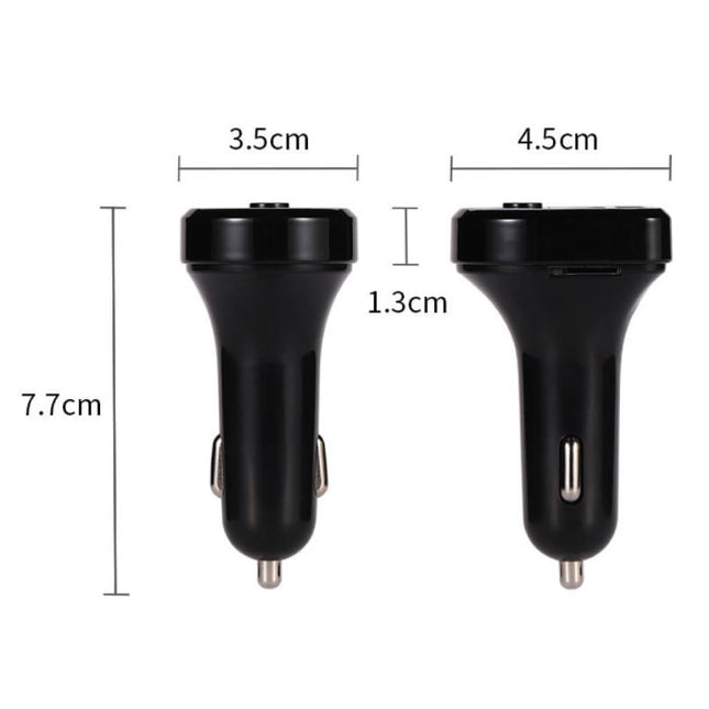 Dual USB Autolader met Bluetooth Transmitter - Handsfree Oplader FM Radio Kit Met SD-Kaart Slot Zwart