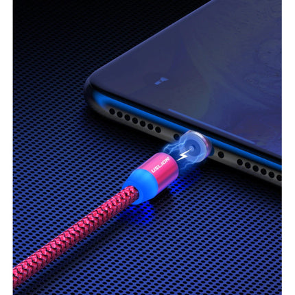 iPhone Lightning Magnetische Oplaadkabel 3 Meter - Gevlochten Nylon Oplader Data Kabel Android Rood