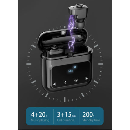 K1 3-in-1 Draadloze Oortjes + Media Speler/Powerbank Touch Bediening TWS Bluetooth 5.0 Wireless Earphones Muziek Oortelefoon Zwart