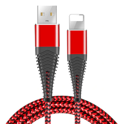 Lightning USB Oplaadkabel Datakabel 1M Gevlochten Nylon Oplader iPhone/iPad/iPod Rood