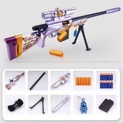Soft Shell Bullet Sniper - M24 Model Speelgoed Foam Shooter - Paars