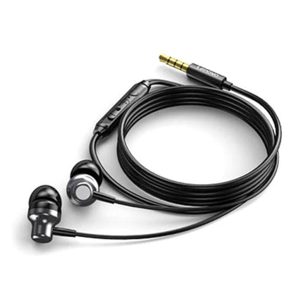 QF730 Oordopjes met Microfoon en Controls - 3.5mm AUX Oortjes Volumebeheer Wired Earphones Oortelefoon Zwart