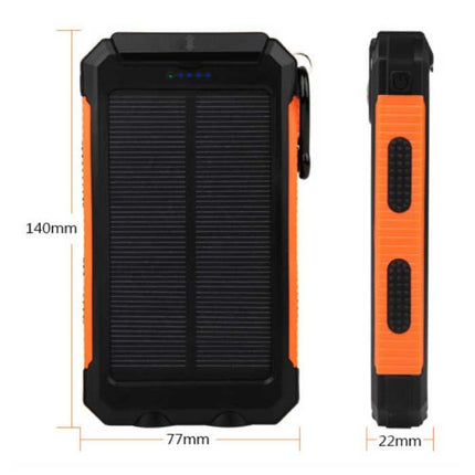 Solar Charger 20.000mAh met Zaklamp - Externe Powerbank Zonnepaneel Noodaccu Batterij Oplader Zon Blauw