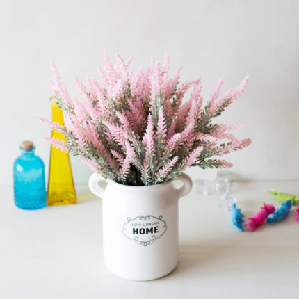 Kunst Boeket met Vaas - Lavendel Plastic Bloemen Luxe Boeketten Decor Ornament Roze