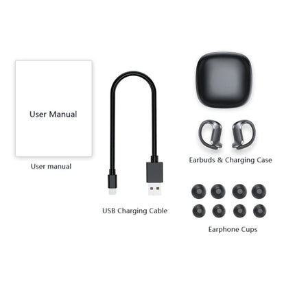  Draadloze Oortjes met Oorhaak - Touch Control -  TWS Bluetooth 5.0 Wireless Buds Earphones Earbuds Oortelefoon Zwart