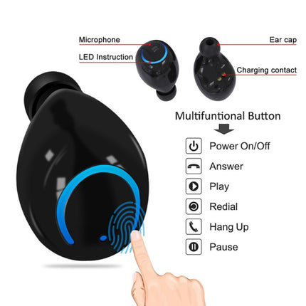 Q18 Draadloze Oordopjes - TWS Oortjes True Touch Control Oortjes Oordopjes Bluetooth 4.2 Wireless Buds Earphones Oortelefoon Zwart