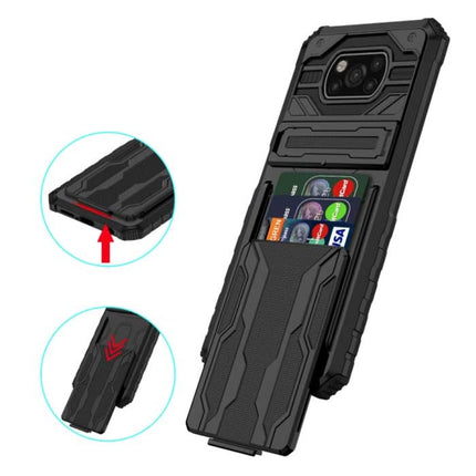 Xiaomi Poco M3 - Armor Card Slot Hoesje met Kickstand - Wallet Cover Case Groen
