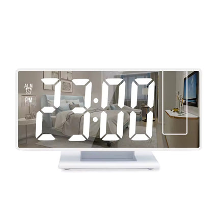 Digitale Wekker met Projectie - Alarm Klok Temperatuur Kalender LED Rotatieprojectie - Wit