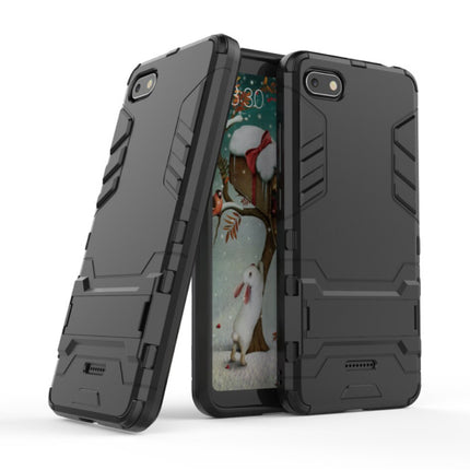 iPhone 6S - Robotic Armor Case Cover Cas TPU Hoesje Zwart + Kickstand 