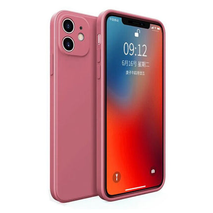 iPhone 11 Square Silicone Hoesje - Zachte Matte Case Liquid Cover Roze