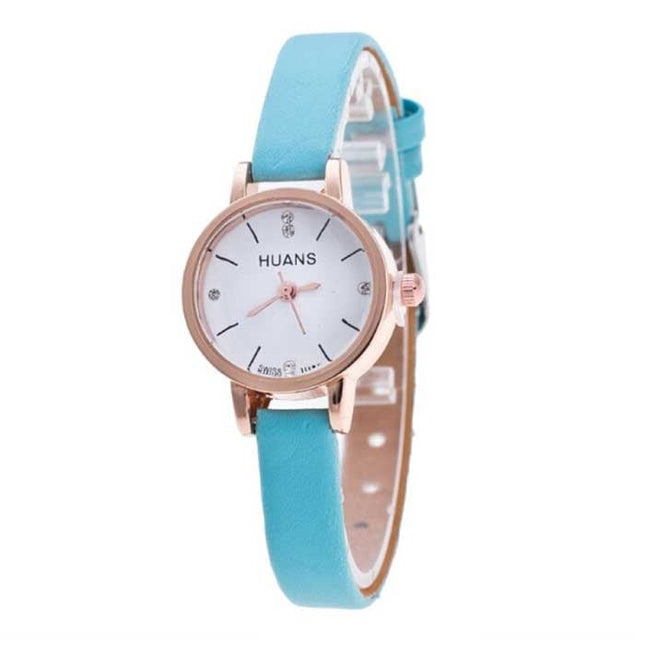 Vintage Horloge met Kleine Wijzerplaat voor Dames - Leren Band Kwarts Polshorloge Blauw