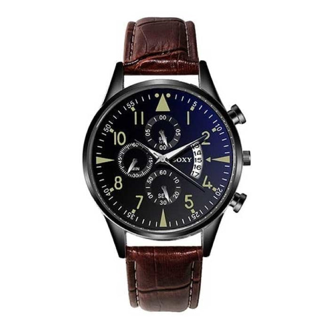 Stijlvol Luxe Horloge voor Heren - Lichtgevend Kwarts Uurwerk Leren Band met Kalender Bruin