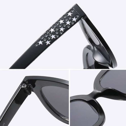 Oversized Mozaïek Zonnebril voor Dames - Retro Catwalk Bril UV400 Eyewear Zwart