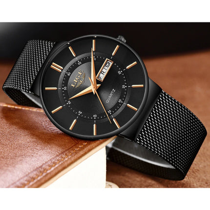 Kwarts Uurwerk Heren - Anoloog Luxe Horloge voor Mannen Zwart