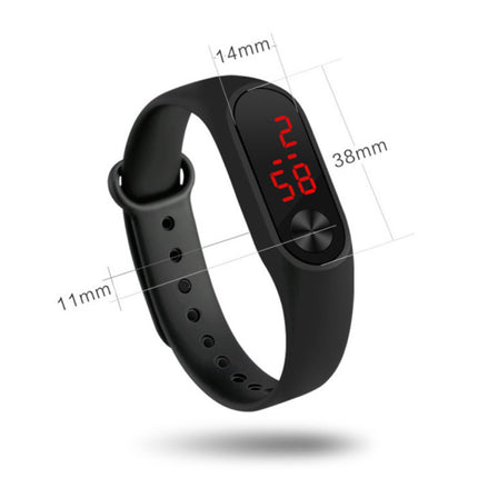 Digitaal Horloge Polsband - Silicoon Bandje LED Scherm Sport Fitness - Zwart
